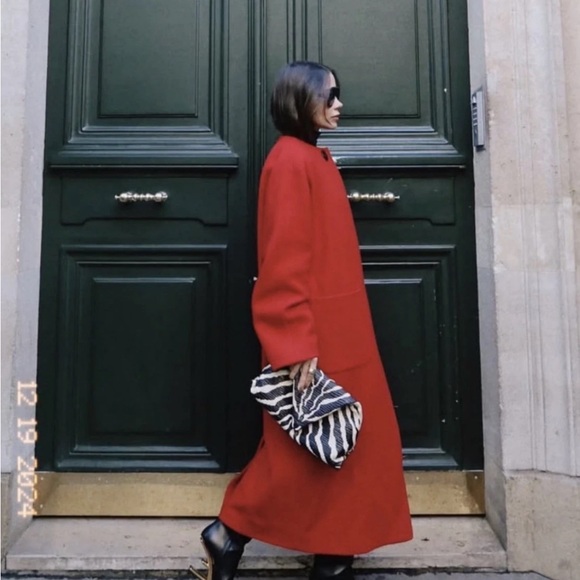 Zara Red Long Coat - Picture 8 of 14